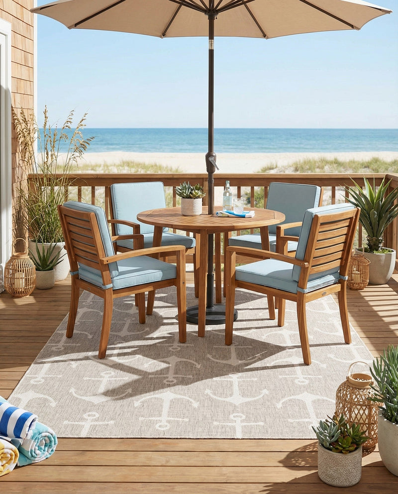 Seaside Haven Rugs Collection Area Rug - Sapphire (Gray) Rectangle Gray  lifestyle 14