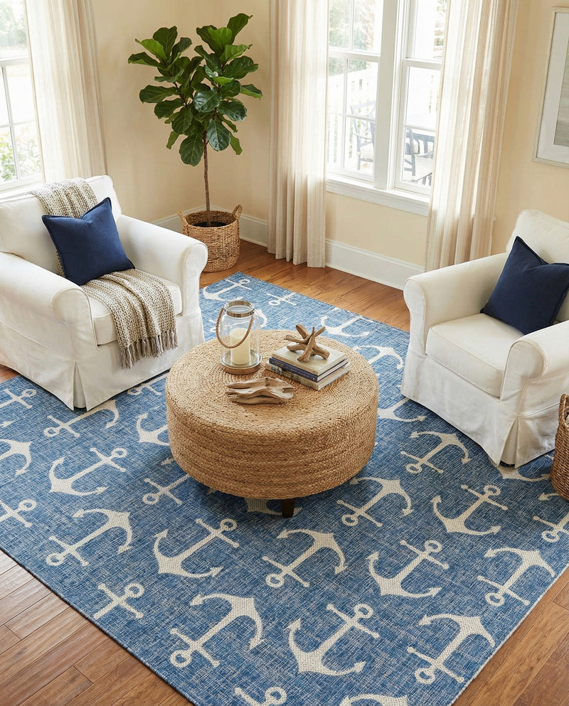 Seaside Haven Rugs Collection Area Rug - Sapphire (Blue) Square Blue  lifestyle 66