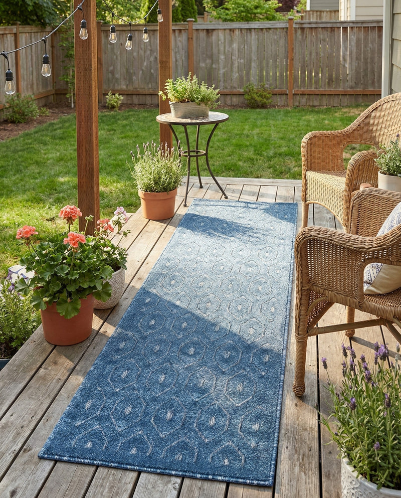 Garden Lattice Charm Collection Area Rug - Arbor (Navy Blue) Runner Navy Blue  lifestyle 32