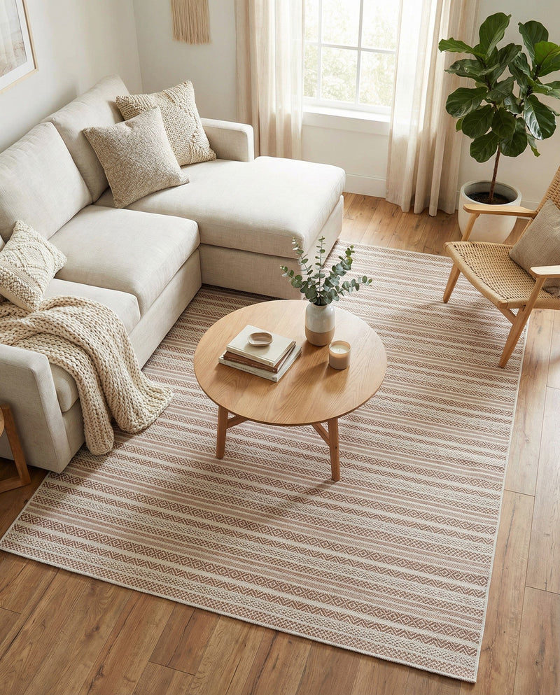 Seaside Stripes Collection Area Rug -  Boardwalk (Red) Rectangle Red  lifestyle 17
