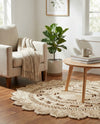 Woven Seaside Jute Collection Area Rug - Coastalhaven (Ivory) Round Ivory  lifestyle 21
