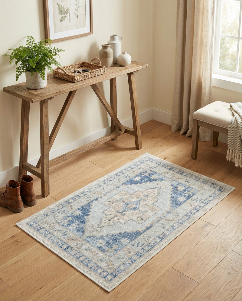Savannah Series Collection Area Rug -  Augusta (Sky blue) Rectangle Sky blue  lifestyle 24