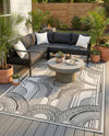 Patio Heritage Collection Area Rug -  Asheville Rectangle White and Black  lifestyle 10