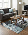 Santa Fe Trails Collection Area Rug -  Navajo Rectangle Gray and Ivory  lifestyle 8
