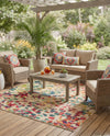 Outdoor Marrakesh Collection Area Rug -  Oujda Square Multi  lifestyle 54