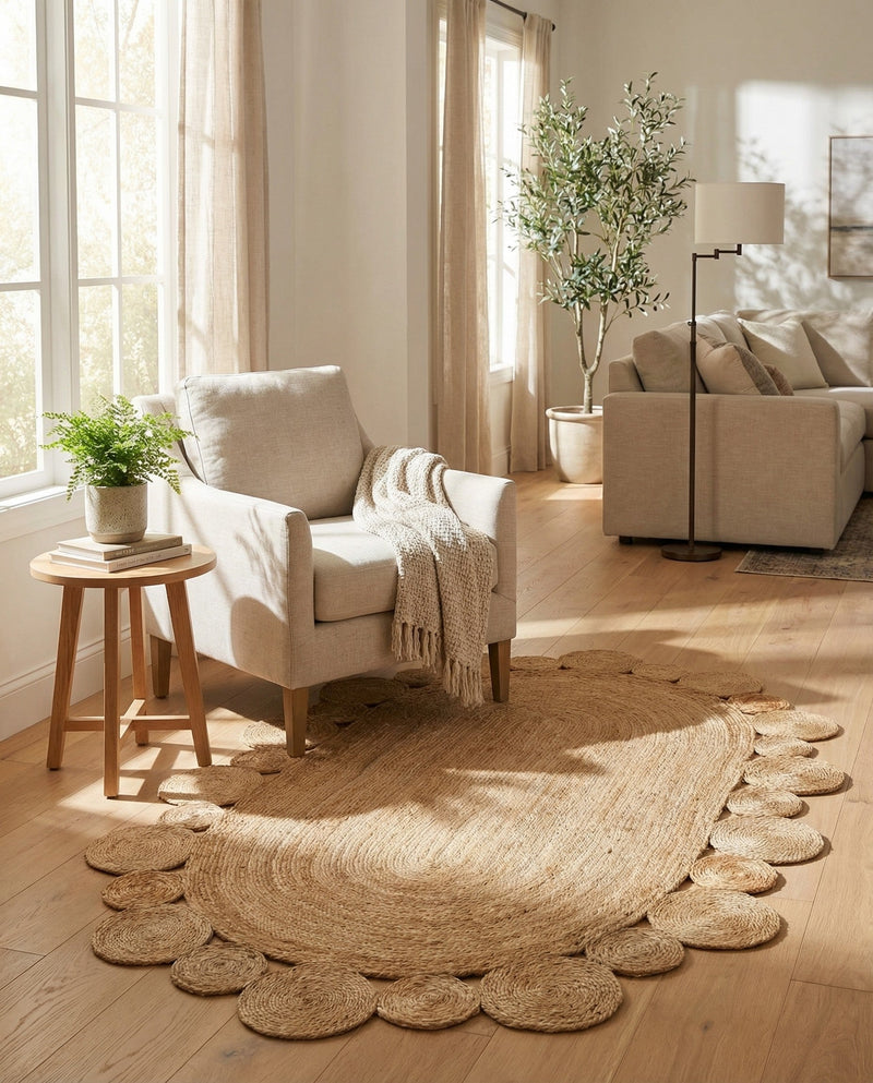 Woven Seaside Jute Collection Area Rug - Sienna Oval Natural  lifestyle 49