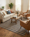 Woven Seaside Jute Collection Area Rug - Nantucket Rectangle Navy Ivory  lifestyle 8