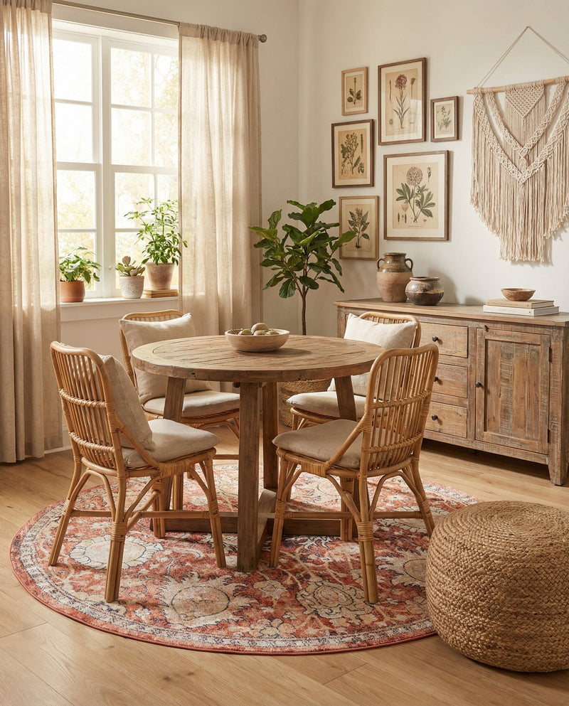 Seville Stripes Collection Area Rug -  Cordoba (Brick Red) Round Brick Red  lifestyle 36