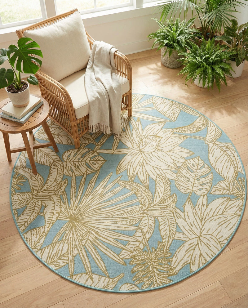 Seaside Blooms Collection Area Rug -  Shalimar Round Soft Blue  lifestyle 58