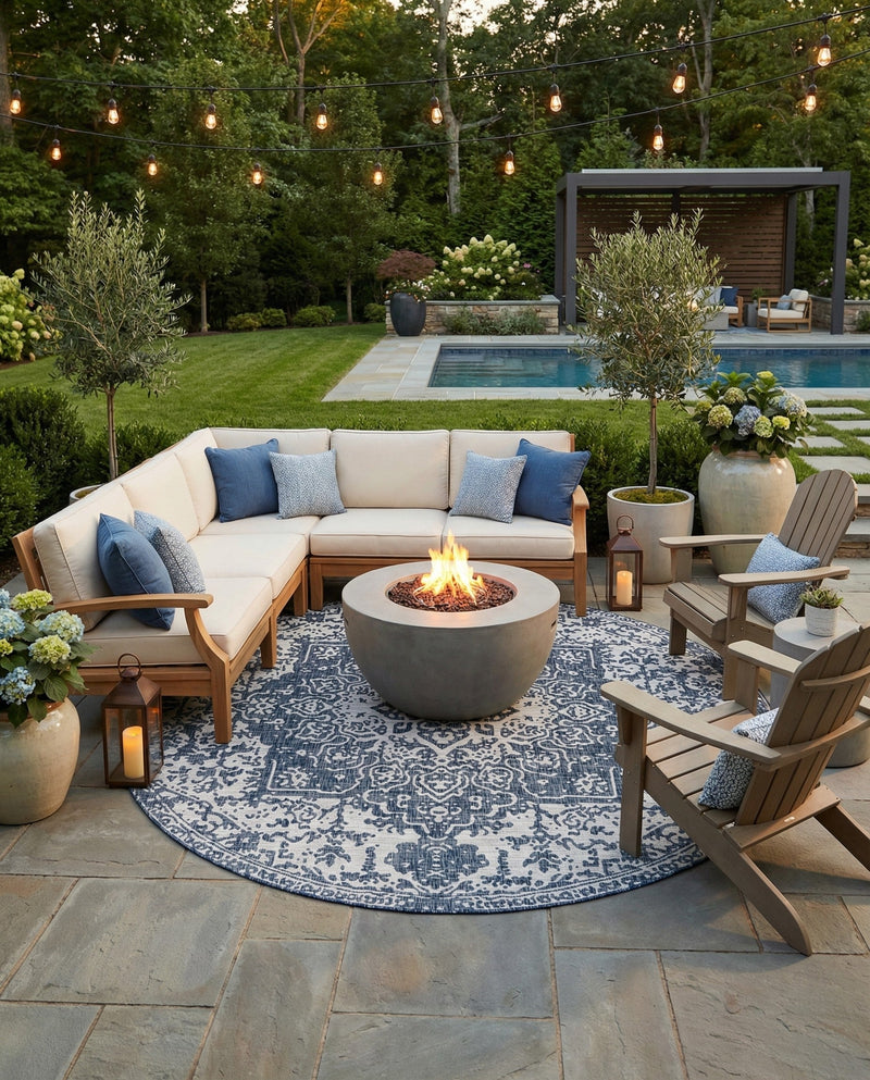 Urban Oasis Rugs Collection Area Rug -  Penthouse (Blue) Round Blue  lifestyle 50