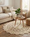 Woven Seaside Jute Collection Area Rug - Coastalhaven (Ivory) Round Ivory  lifestyle 9