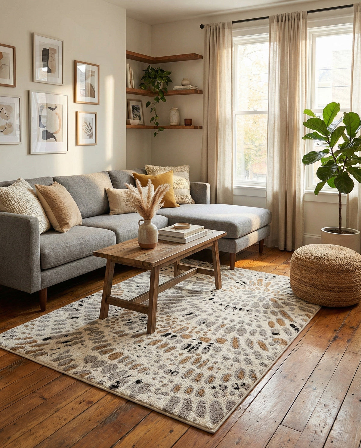 Sienna Collection Area Rug -  Modena Rectangle Ivory  lifestyle 14