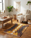 Thar Cotton Collection Area Rug -  Munnar Rectangle Brown Yellow Black  lifestyle 6