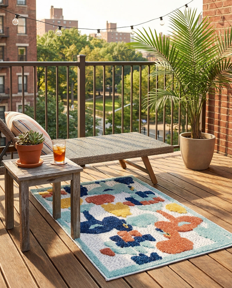 Caribbean Terrace Collection Area Rug -  StLucia Rectangle White  lifestyle 10