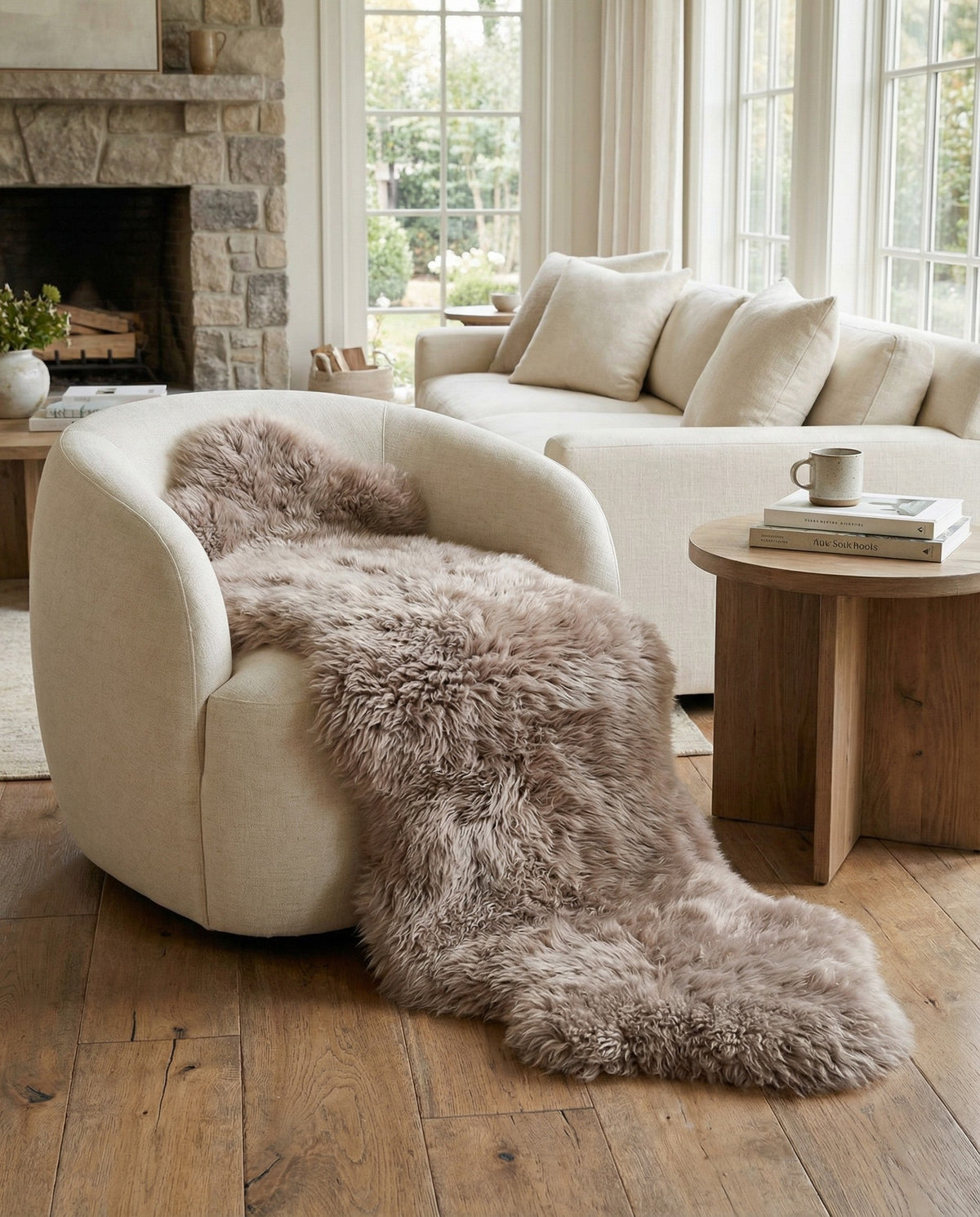 Arctic Lambskin Luxe Collection Area Rug - Tundra Runner Beige  lifestyle 113