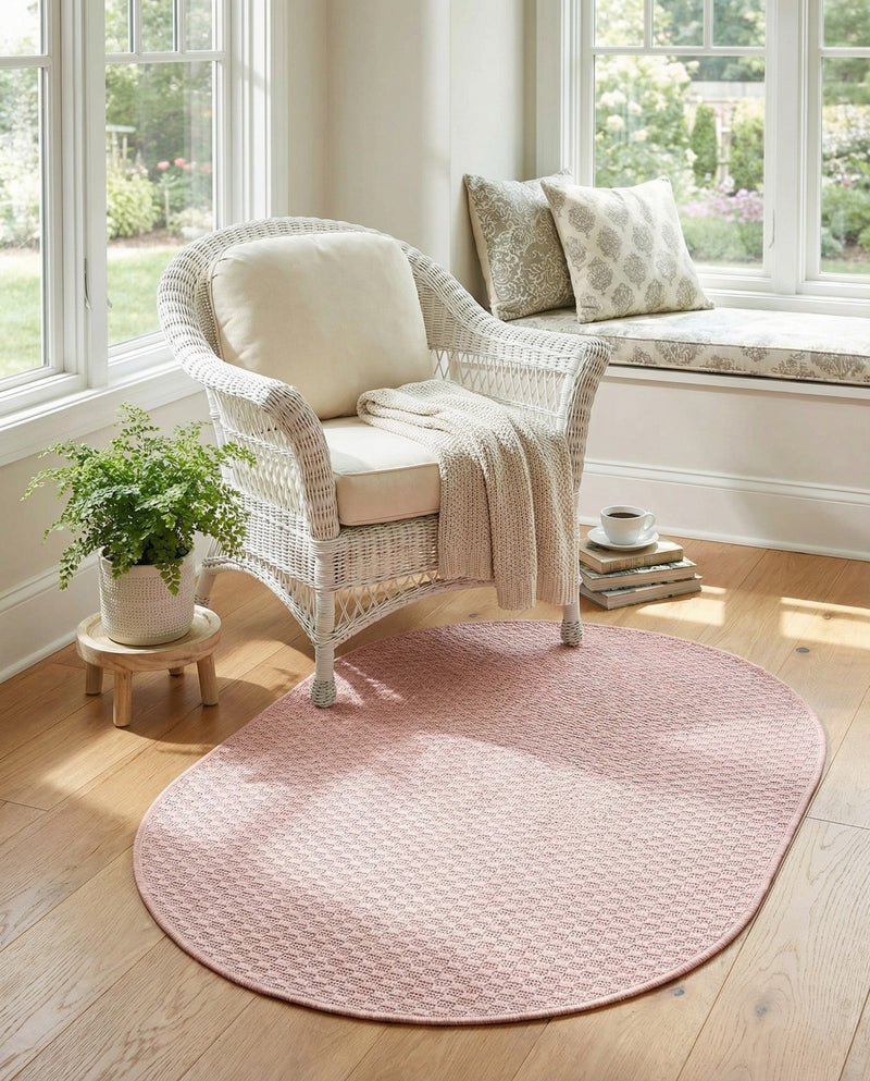 Seaside Serenity Collection Area Rug - Veranda (Whisper Pink) Oval Whisper Pink  lifestyle 38