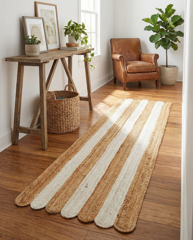Serenity Braided Jute Collection Area Rug - Luna Runner Natural and Ivory  lifestyle 29