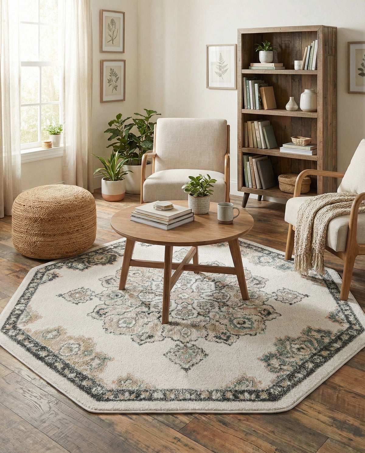 Beverly Grove Collection Area Rug - Melrose (Ivory) Octagon Ivory  lifestyle 73