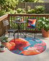 Urban Terrace Collection Area Rug -  Patio Round Gray and Pink  lifestyle 54