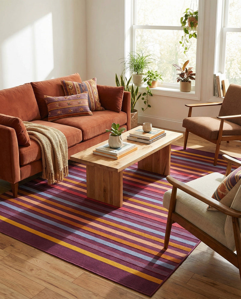Seaside Stripes Collection Area Rug - Azul Rectangle Multi  lifestyle 31