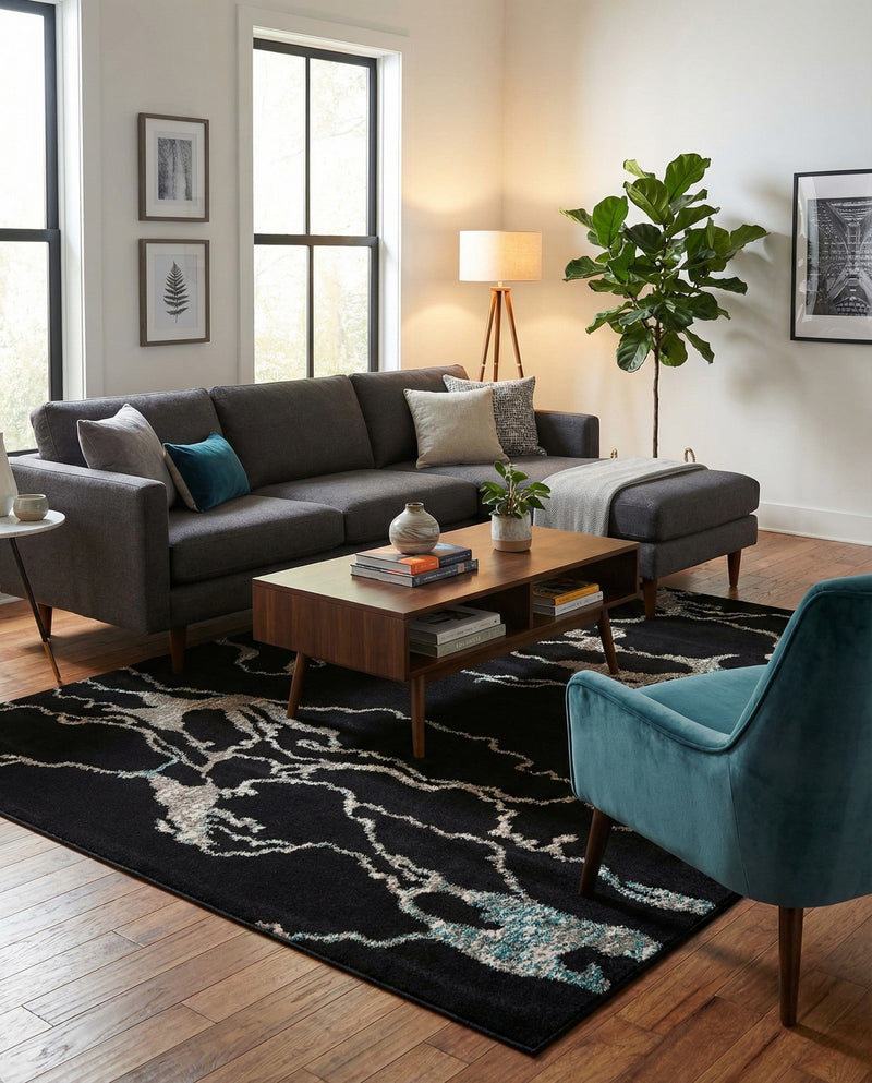 Brighton Terrace Collection Area Rug -  Aldrington Rectangle Navy Blue  lifestyle 14
