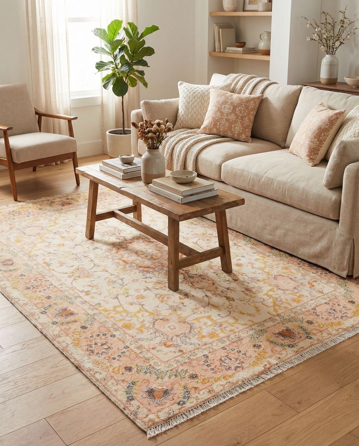 Bazaar Chic Collection Area Rug -  Fez Rectangle Ivory and Gold  lifestyle 8