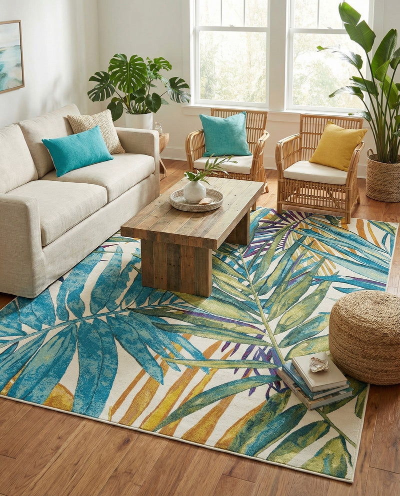 Seaside Blooms Collection Area Rug -  Arcadia Rectangle Multi  lifestyle 33