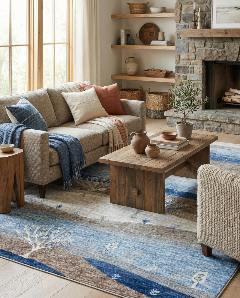 Zagros Shades Collection Area Rug -  Behbahan Rectangle Blue Gray  lifestyle 22