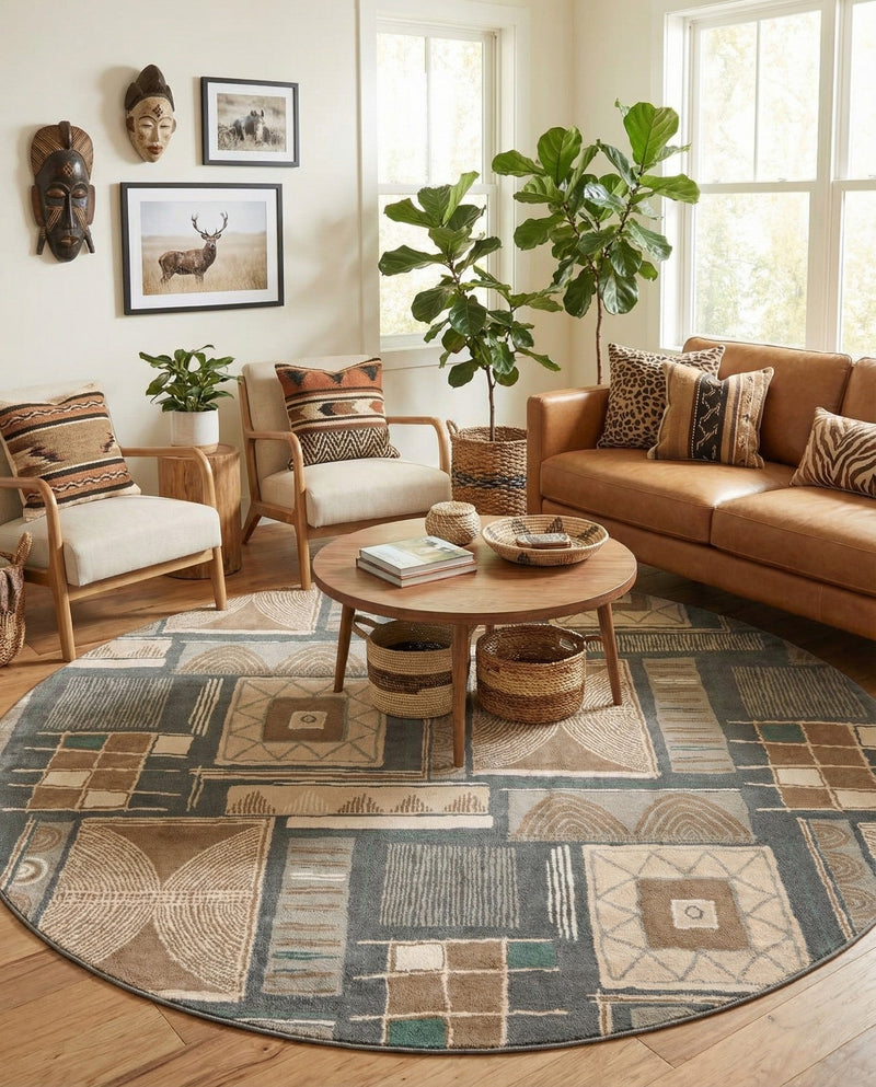 Savannah Sojourn Collection Area Rug -  Tsavo Round Multi  lifestyle 52