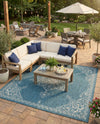 Patio Heritage Collection Area Rug -  Charleston (Teal) Square Teal  lifestyle 75