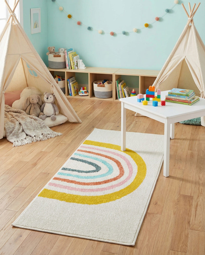 Wonder Tykes Collection Area Rug -  Illusion Runner Ivory  lifestyle 39