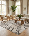 Seaside Blooms Collection Area Rug -  Evergreen (Charcoal Ivory) Square Charcoal Ivory  lifestyle 42