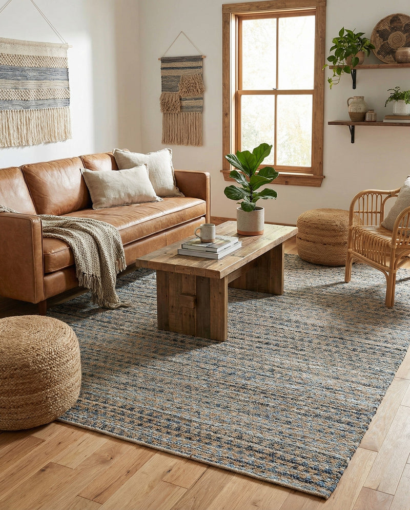 Osian Looms Collection Area Rug - Mumbai Rectangle Navy Blue  lifestyle 7