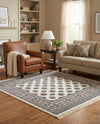 Samarkand Elegance Collection Area Rug -  Margilan (Ivory) Square Ivory  lifestyle 58