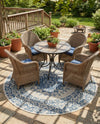 Patio Heritage Collection Area Rug -  Lafayette (Blue) Round Blue  lifestyle 49