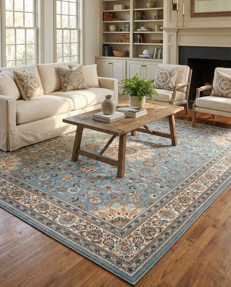 Patio Heritage Collection Area Rug -  Bower Rectangle Blue  lifestyle 32