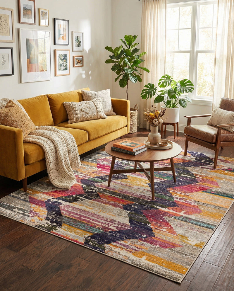 Colorburst Oasis Collection Area Rug -  Mirage Square Multi  lifestyle 51