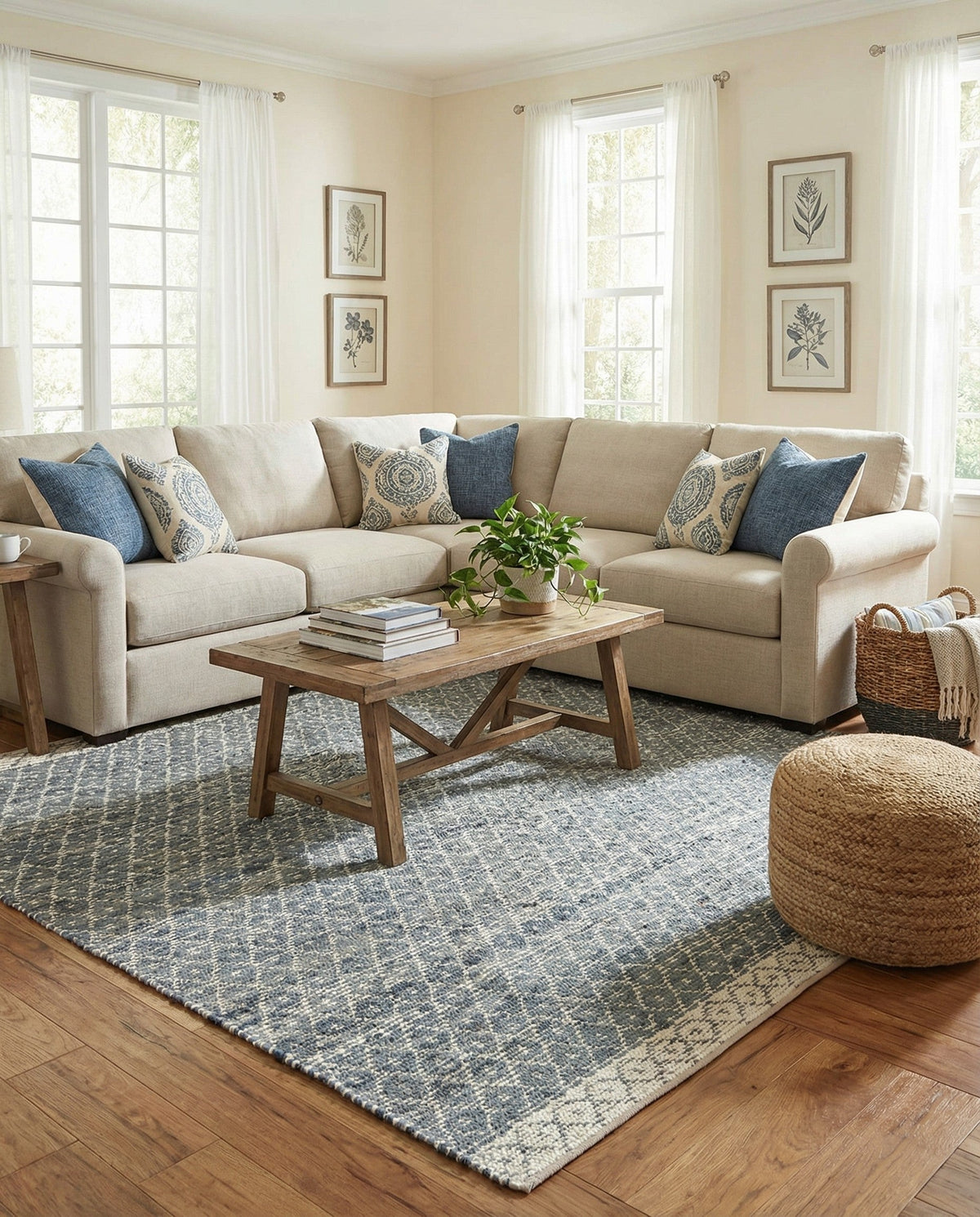 Tulum Trellis Collection Area Rug - Shoreline Square Gray  lifestyle 147