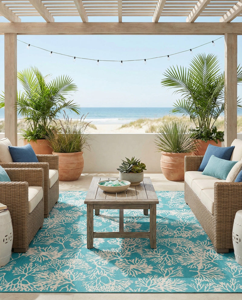 Seaside Haven Rugs Collection Area Rug -  Seaside Rectangle Teal  lifestyle 17
