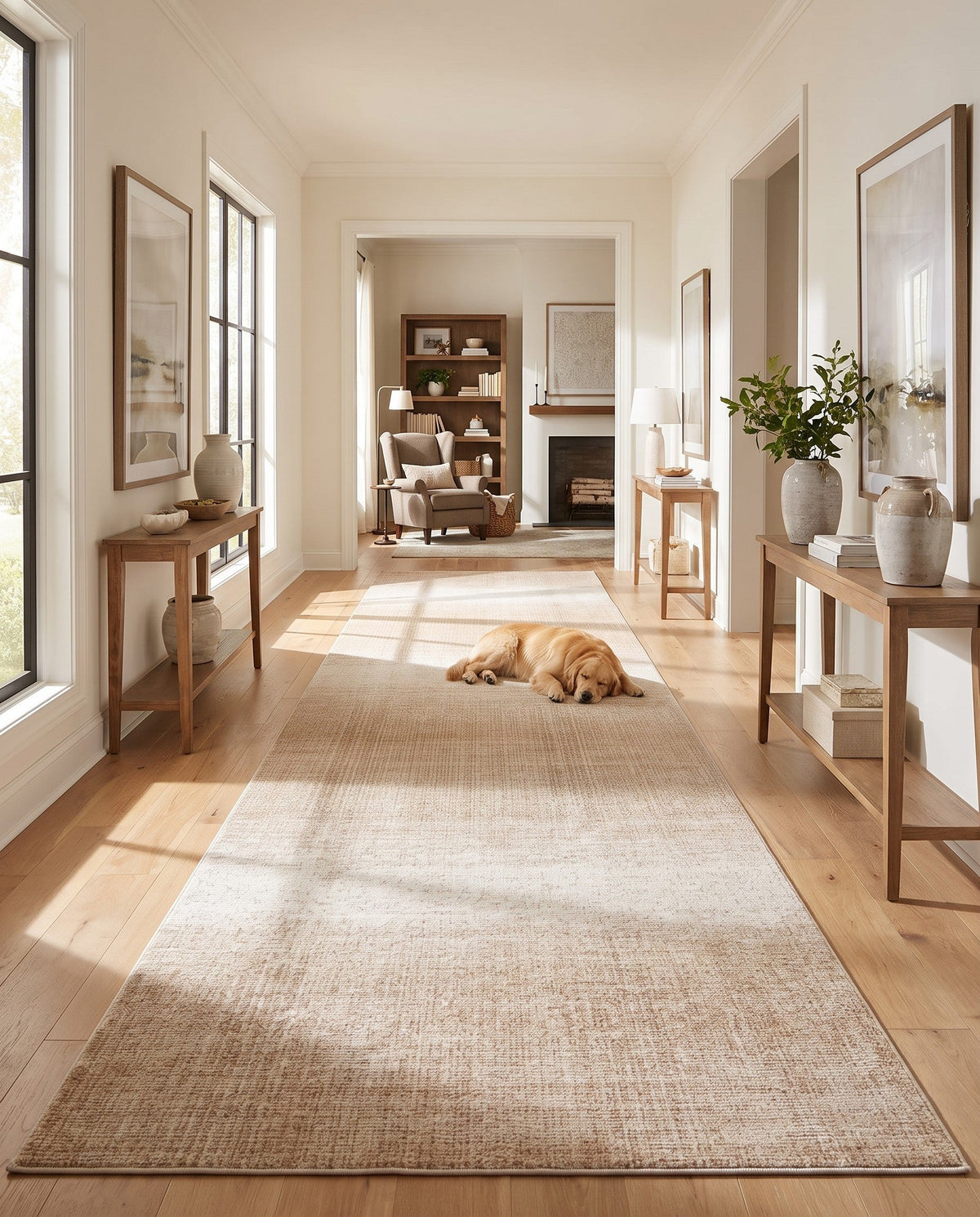 Jewel Oasis Collection Area Rug - Sapphire (Ivory) Runner Ivory  lifestyle 164