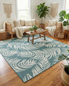 Seaside Blooms Collection Area Rug - Verdure (Teal) Square Teal  lifestyle 79