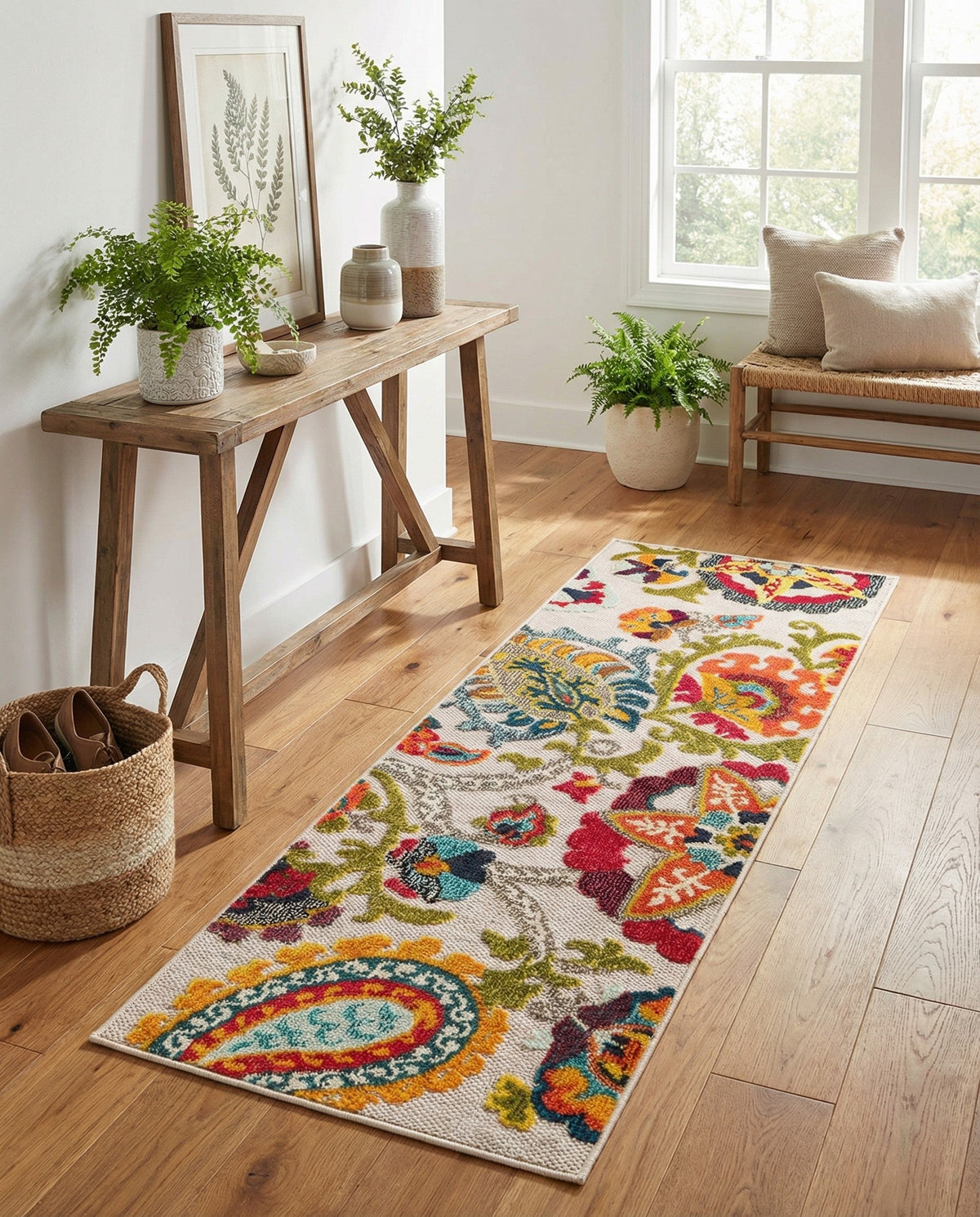 Outdoor Marrakesh Collection Area Rug - Fes Runner Multi Beige  lifestyle 120