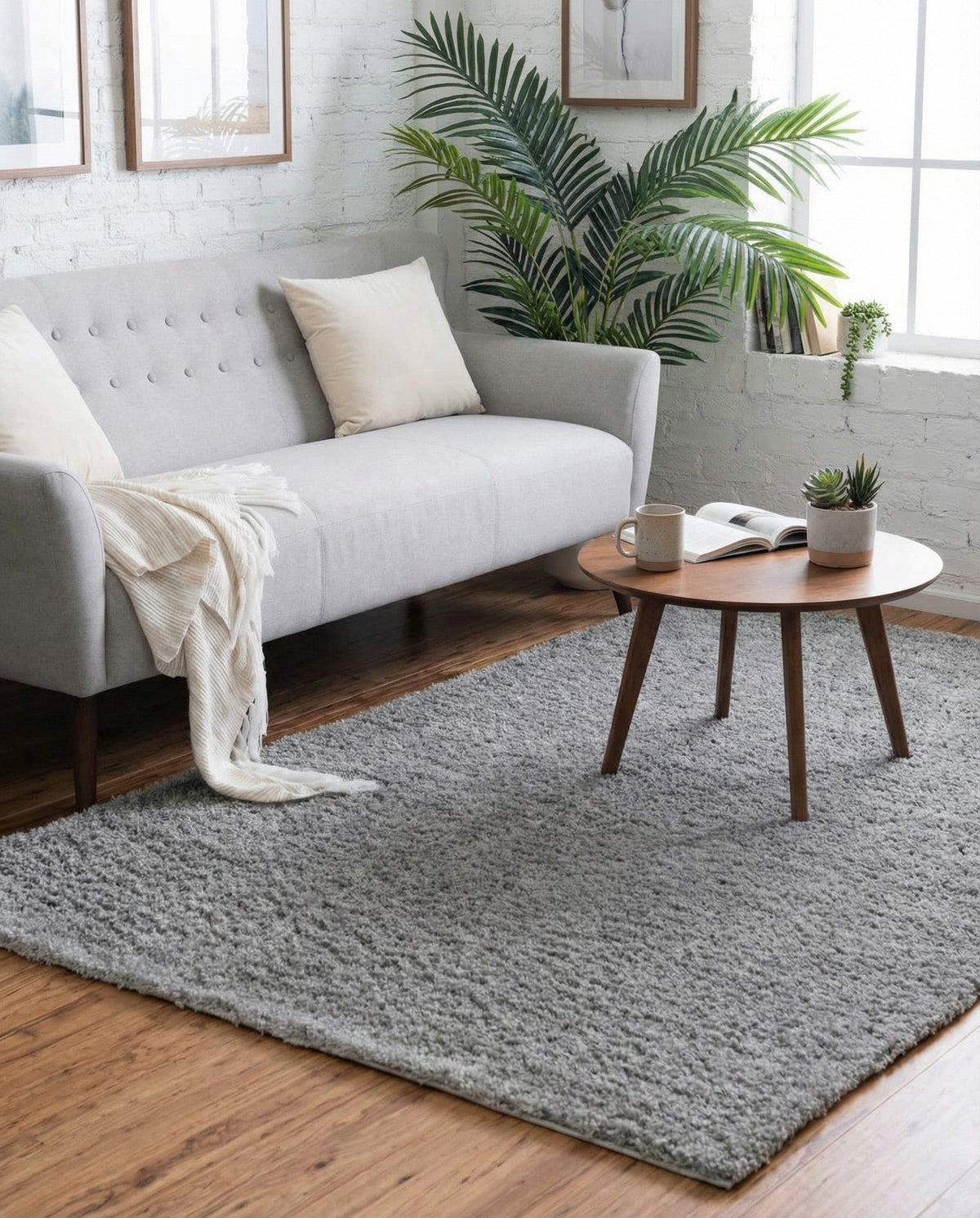 Cozy Comfort Shag Collection Area Rug - Haven (Cloud Gray) Rectangle Cloud Gray  lifestyle 11