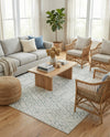 Marrakesh Lattice Collection Area Rug - Casablanca (Ivory Aqua) Rectangle Ivory Aqua  lifestyle 8