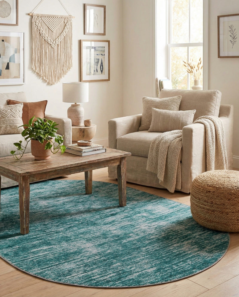 Sahara Essence Collection Area Rug - Oasis (Teal) Oval Teal  lifestyle 74