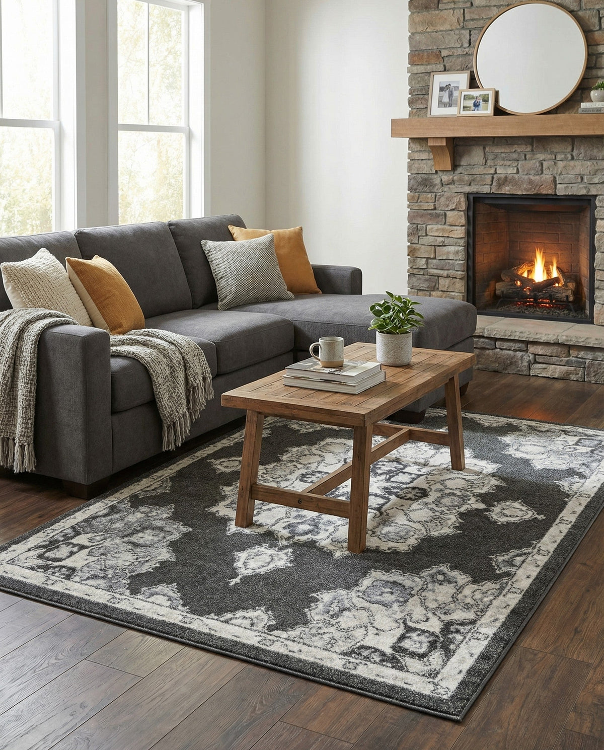 Beverly Grove Collection Area Rug - Melrose (Charcoal) Rectangle Charcoal  lifestyle 8