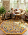 Seville Stripes Collection Area Rug -  Malaga (Yellow) Octagon Yellow  lifestyle 65