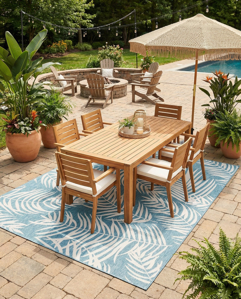 Seaside Blooms Collection Area Rug - Verdure (Light Aqua) Rectangle Light Aqua  lifestyle 8