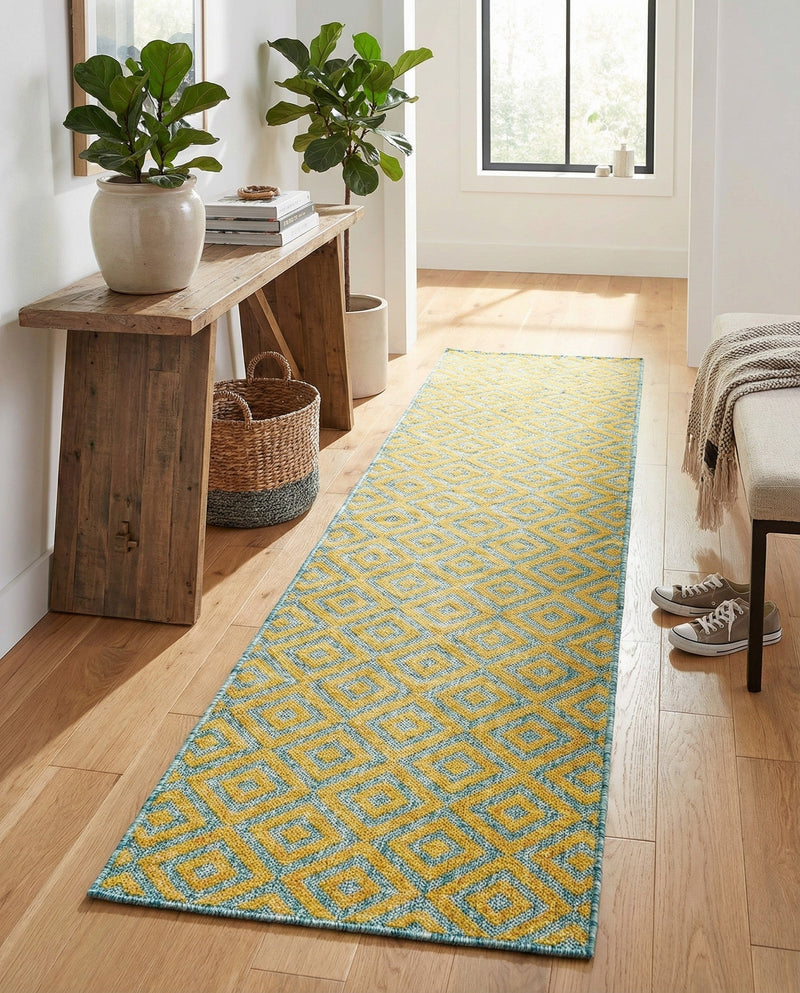 Urban Oasis Rugs Collection Area Rug -  Rooftop (Yellow and Aqua) Runner Yellow and Aqua  lifestyle 28