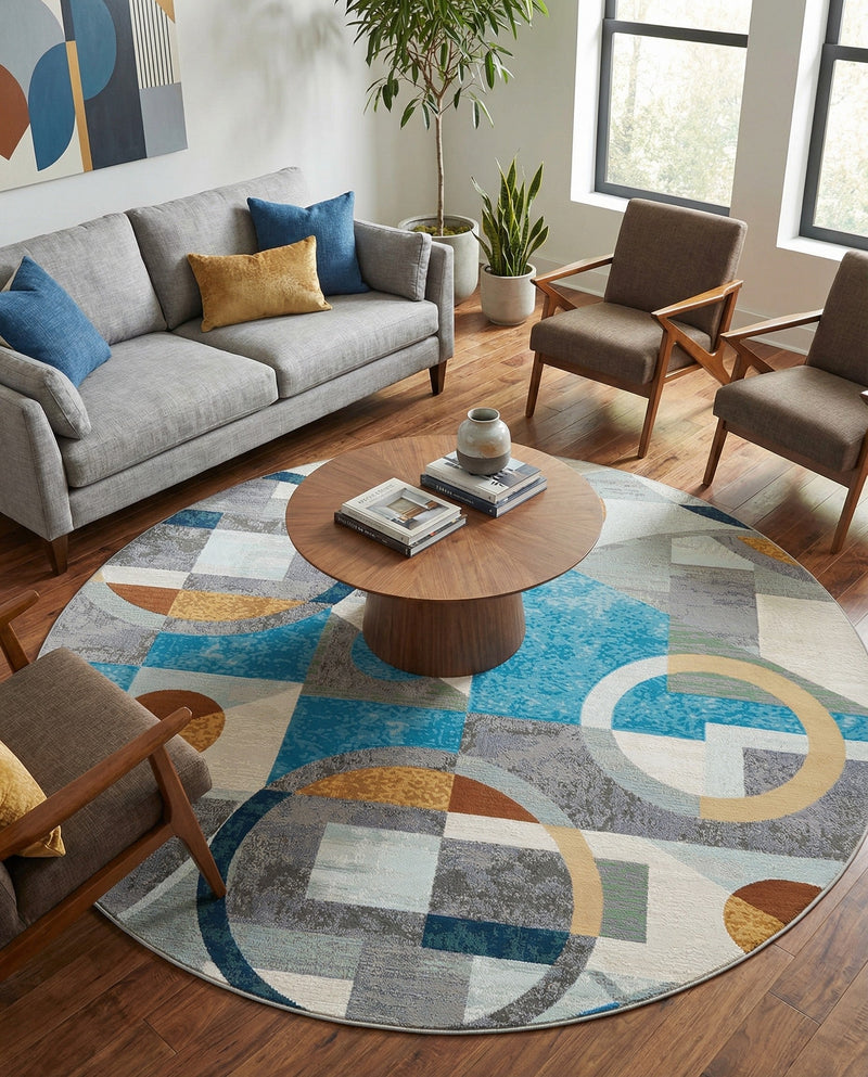 Urban Terrace Collection Area Rug -  Loggia Round Multi  lifestyle 71
